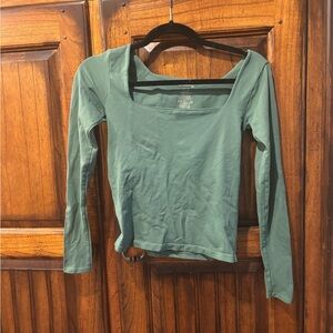 Free People Green Long Sleeve Tee